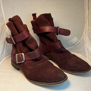 Suede Low Burgundy Spanish Boots